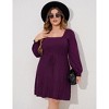 Clearlove Elegant Square Neck Sweater Dress for Women - Plus Size Ribbed Knit Tunic with Long Sleeves - 3 of 4