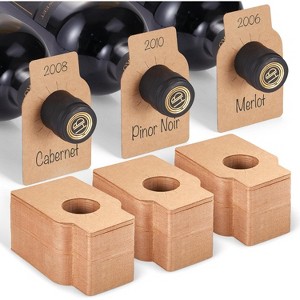 Kraft Wine Bottle Tags for Gifts with Elegant Design, Brown Paper Labels, 200 Count - 1 of 4