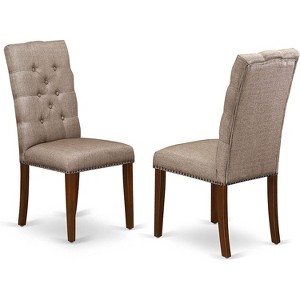 5-Piece Mahogany Finish Solid Wood Top Dining table with 4 Chairs with - 1 of 4