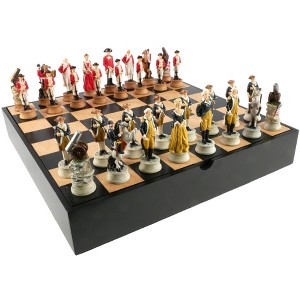 WorldWise Imports Chess Set - American Revolution Resin Chessmen on Black/Maple Chest - 1 of 4