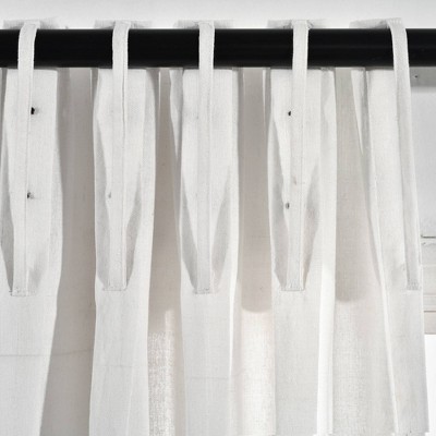 Off White Linen Button Pinched Pleat Light Filtering Curtain Panel