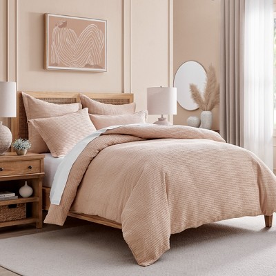 Blush Twin Cotton Waffle Comforter Set