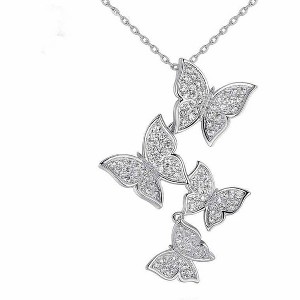 925 Sterling Silver Long Zircon Butterfly Necklaces Pendant Fashion Sterling Silver Jewelry Statement Chain Necklace for Women Ladies Girls Gifts - 1 of 4