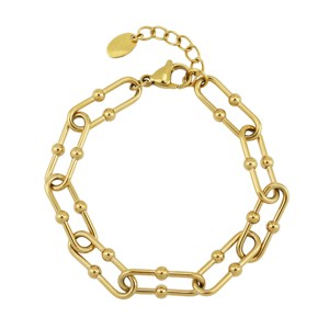 Slate by Rebl Paperclip Bead Accent Chain Bracelet  18K Gold Plated Stainless Steel - 1 of 2