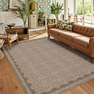 homfan Scalloped Washable Rug w/ Non-Slip Back - Modern Low-Pile Carpet for Living Room, Bedroom - 1 of 4