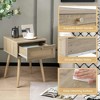 Resenkos Set of 2 Modern Rattan Nightstands,Drawer + Solid Wood Legs, Bohemian Style Side Tables for Bedroom/Living Room, Natural Brown - 3 of 4