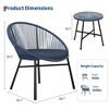3 Pieces Outdoor Acapulco Chair Patio Bistro Set, All-Weather Acapulco Chairs with Glass Top Table - 2 of 4