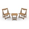 DOMETOUR Material Outdoor Bistro Set Foldable Small Table and Chair Set with 2 Chairs and Rectangular Table, Teak - 3 of 4