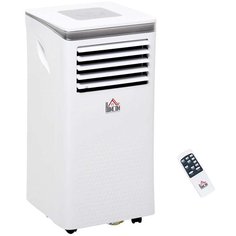 HOMCOM 7000 BTU Portable Mobile Air Conditioner for Cooling, Dehumidifying, and Ventilating with Remote Control, White, 1 of 7