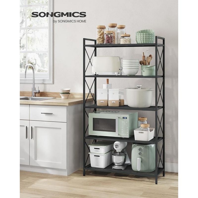 SONGMICS 5-Tier Storage Shelf Shelving Unit and Storage Kitchen Storage Garage Storage Metal Shelf for Entryway Kitchen Living Room Black, 2 of 9