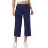 Wide Leg Capri Pants for Women Pull on Loose Lounge Yoga Workout Elastic Waist Cropped Pants with Pockets - 4 of 4