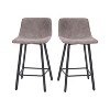 Emma and Oliver Set of Two 24" Modern Upholstered Barstools, Matte Metal Frames and Plastic Floor Glides - 2 of 4