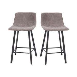 Flash Furniture Caleb Modern Armless 24 Inch Counter Height Stools Commercial Grade with Footrests and Matte Metal Frames, Set of 2 - 1 of 4