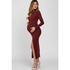 Pinkblush Burgundy Ribbed Mock Neck Side Slit Maternity Maxi Dress - 2 of 4