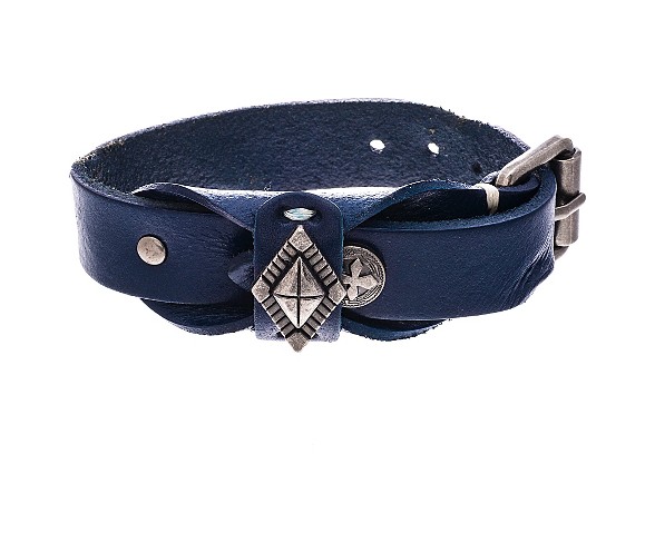 Men's Silver-Tone Stainless Steel Textured Diamond and Cross Charm Leather Bracelet