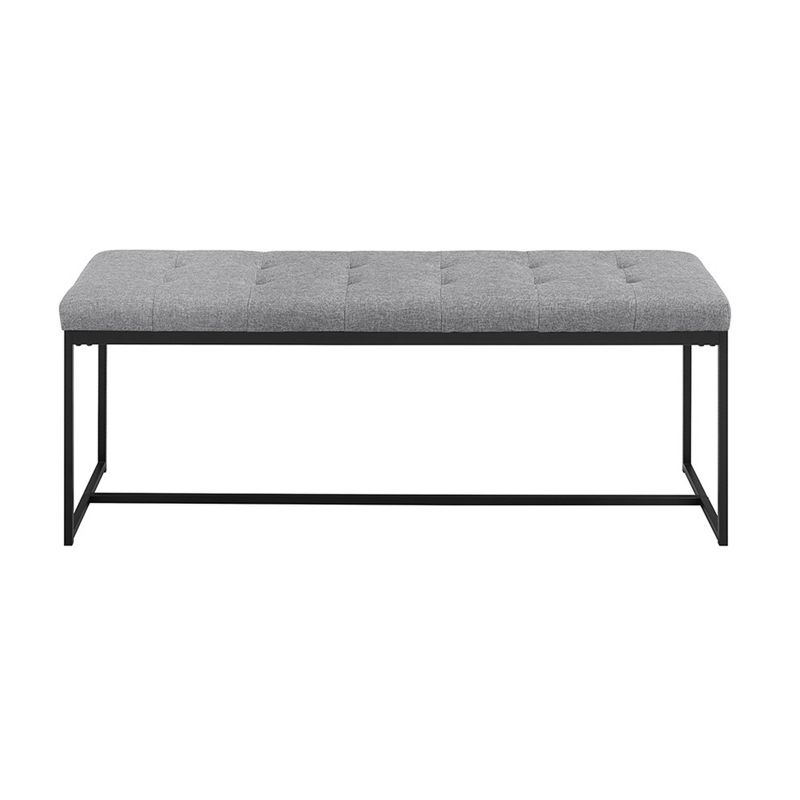 48" Upholstered Bench with Metal Base Gray - Saracina Home, 4 of 9
