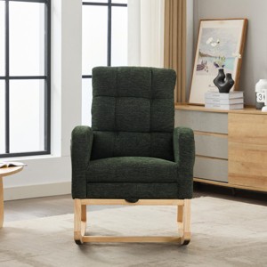 Modern Accent Rocking Chair With Solid Wood Legs,Adjustable Footrest,Side Pocket,Living Room Lounge Arm Chair With High Backrest-Cuddlewood - 1 of 4