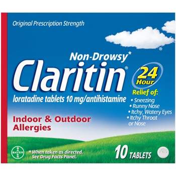 Claritin 24 Hour Non-Drowsy loratadine Allergy Relief Tablets - 10ct