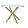 Ren Home Jumi Glass Dining Table with Pedestal Legs, Oak - 3 of 4