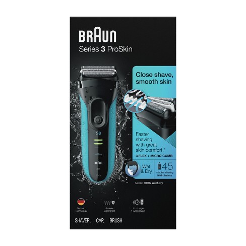 Braun-afeitadora en húmedo y seco Serie 3 ProSkin 3040s para hombre, con  cordón, protectora, cepillo