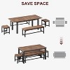 5 Pieces Dining Table Set for 4-6, 63" Large Extendable Dining Room Table Set for 4, Kitchen Table with Benches and Stools Space-Walnut - 4 of 4