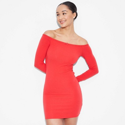 Women's Long Sleeve Lace Trim Mini Bodycon Dress - Wild Fable™