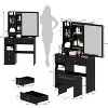 Angel Sar Black Makeup Vanity Set with Cushioned Stool, 3 Lighting Modes Adjustable Brightness - 2 of 4
