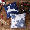 Christmas Pillow Covers 18x18 Set of 4 Velvet Xmas Tree Snowflakes Reindeer Winter Throw Cushion Case, Soft Pillowcases for Holiday Decor Sofa Couch - 3 of 4