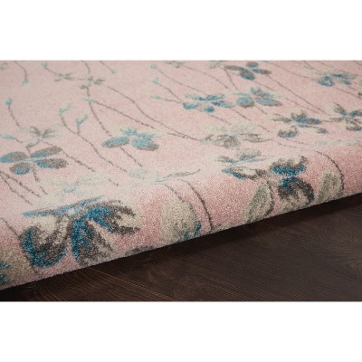 Reversible Pink Floral Viscose Blend 6' x 9' Area Rug