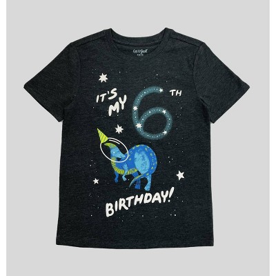 Boys' Short Sleeve 6th Birthday Graphic T-Shirt - Cat & Jack™ Charcoal Gray