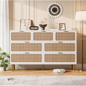 GAOMON 7-Rattan Drawer Tall Dresser with Deep Drawers & Wide Top,Multi-Room Storage for Bedroom, Living Room, Hallway, Nursery - 1 of 4