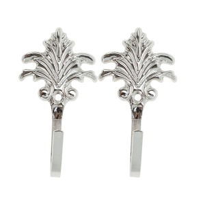 Unique Bargains Curtain Holdbacks Five-Leaf Design Hooks Iron 3.94"x1.97" 1 Pair - 1 of 4