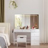 VECELO Vanity Desk Set with LED Lighted Mirror & Power Outlet, Makeup Table with Drawers, Storage Stool & Hair Dryer Stand for Bedroom, White - 4 of 4