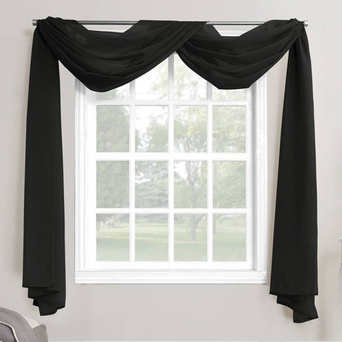 Emily Sheer Voile Window Curtain Scarf Black 59 X216 No 918