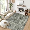 9x12 Green/Brown Large Washable Rug,Vintage Floral Distressed Area Carpet,Stain-Resistant Non-Slip Throw Floor Cover for Bedroom,Nursery,Apartment - 4 of 4