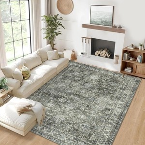 homfan Washable Rugs Vintage Living Room Rug, Soft Oriental Traditional Distressed Farmhouse Rugs for Bedroom Indoor Non-Slip Accent Carpet - 1 of 4