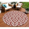 Burgundy And Ivory Geometric Washable Indoor Outdoor Area Rug - 2 of 4