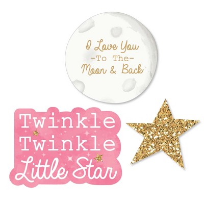 Big Dot of Happiness Pink Twinkle Twinkle Little Star - DIY Shaped Baby Shower or Birthday Party Cut-Outs - 24 Count