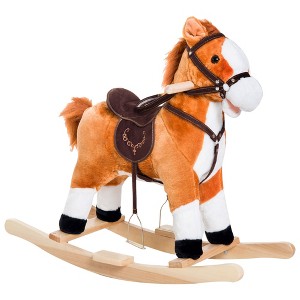 Aghana Digitals Brown Plush Rocking Horse Ride-On Toy with Realistic Sounds, Moving Tail, - 1 of 4