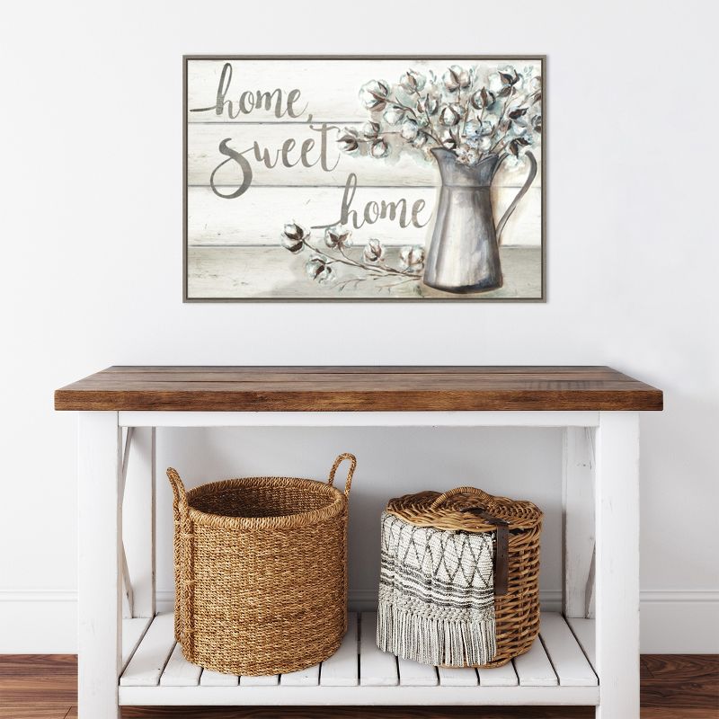 Amanti Art Framed Farmhouse Cotton Home Sweet Home by Tre Sorelle Studios Canvas Wall Art Print (33 in. W x 23 in. H), Sylvie Greywash Frame, 5 of 9