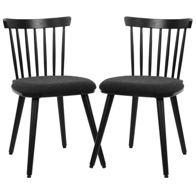 Bekrvio Windsor Dining Chair-Farmhouse Solid Wood Spindle Back Side Chair Mid-Century Modern Black Armless Kitchen Chair for Dining Room Restaurant