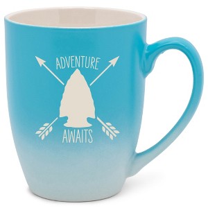 100 North Arrow Head 10 Ounce Blue and White Two Toned Ombre, Comfortably Fits Your Hands, Ceramic Tea Coffee Cup Mug, Adventure Awaits - 1 of 1