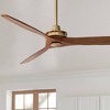 Casa Vieja 52" Windspun Modern Indoor Ceiling Fan 3 Blade Remote Control Brass Finish Motor Walnut Finish Wood Blades Bedroom Living Room Kitchen - 2 of 4