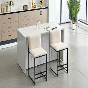 Resenkos Counter Bar Stools, Counter Stool,Counter Height Bar Stools Set of 2,Metal Footrest and Frame for Kitchen,Dining Room-Ivory White - 1 of 4