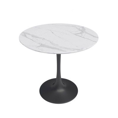 31.5" Kurv Café/Dining Table White Marble/Black Base - Jamesdar