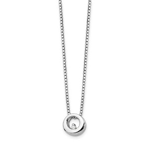 Black Bow Jewelry Diamond Accent 9mm Circle Necklace, Rhodium Plated Silver, 18-20 Inch - 1 of 4
