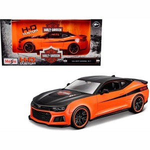 2017 Chevrolet Camaro ZL1 Orange and Black "Harley Davidson" "H-D Custom" Series 1/24 Diecast Model Car by Maisto - 1 of 3