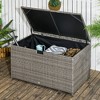 Outsunny Outdoor Deck Box, PE Rattan Wicker with Liner, Hydraulic Lift, and A Handle for Indoor, Outdoor, Patio Furniture Cushions, Pool, Toys - 3 of 4