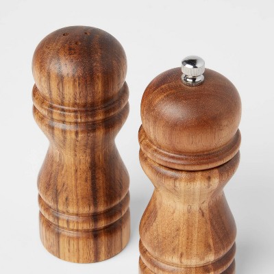 2pc Acacia Turned Salt Shaker and Pepper Grinder Set - Threshold&#8482;_2