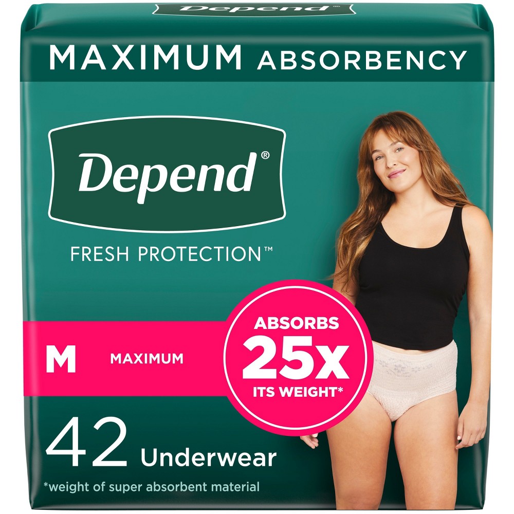 Depend Fresh Protection Adult Incontinence & Postpartum Underwear for Women - Maximum Absorbency - M - Blush - 42ct